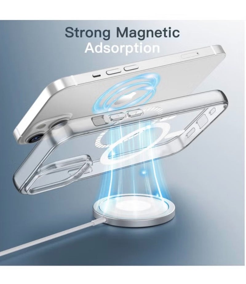 جراب مغناطيسي متوافق مع MagSafe لهاتف iPhone 16 (6.1 بوصة)، غطاء شفاف ماص للصدمات مع ظهر مقاوم للخدش - Image 2